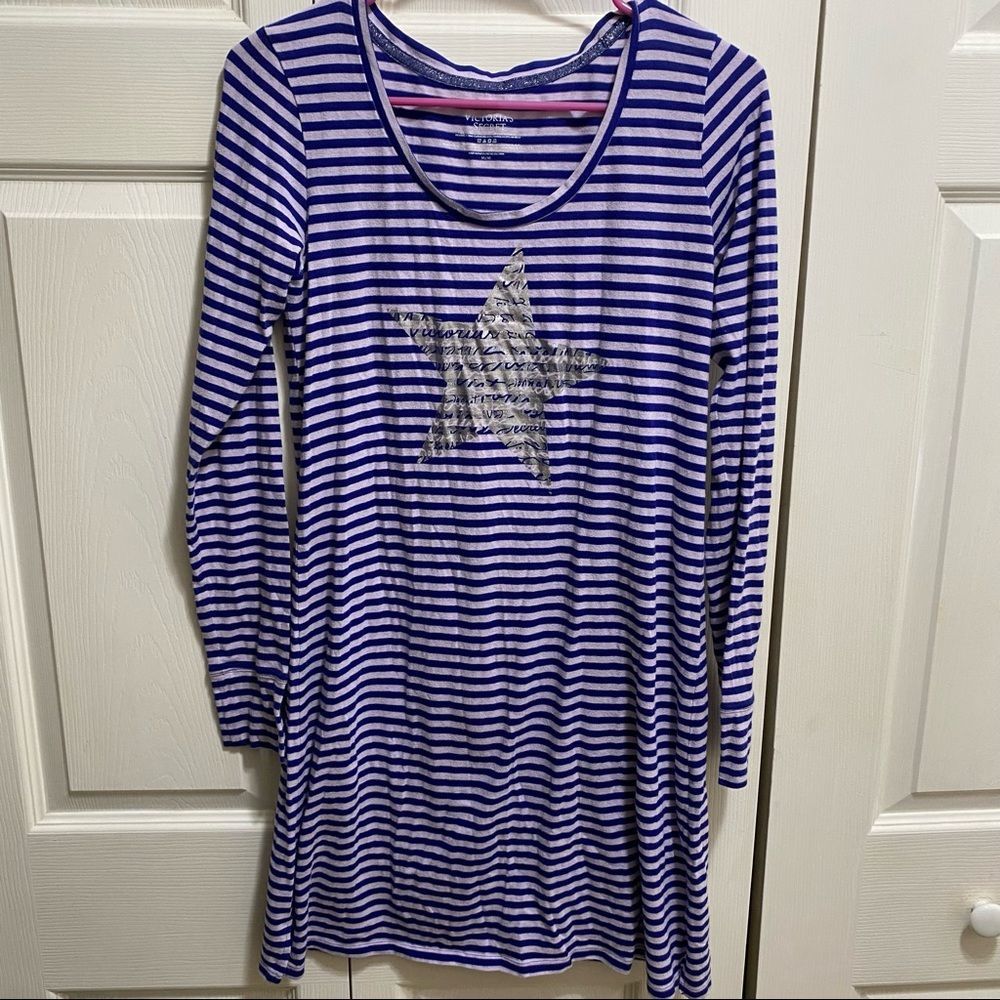 Victoria Secret Purple Stripes Long Sleeved Night Shirt